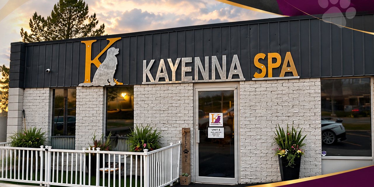 Kayenna Spa storefront with the gold K sign, Unit E, 9827 Horton Road SW, Calgary